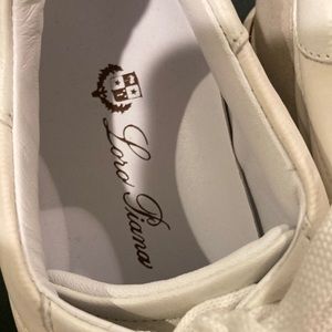 Loro Piana White Nylon and Grey Suede Lace Up Sneakers